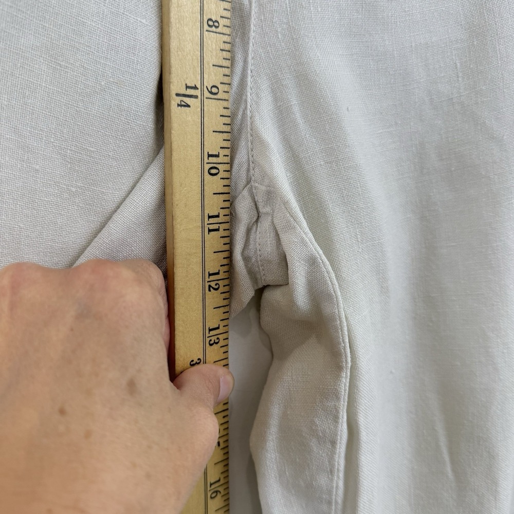 Eileen Fisher IRISH Linen Straight‎ Leg Pants Women M Oatmeal Coastal Minimalist - Picture 10 of 12
